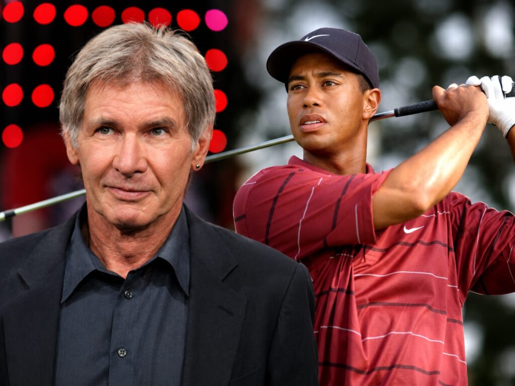 Tiger Woods and Harrison Ford